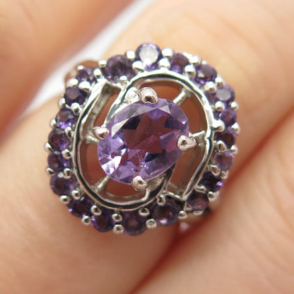 925 Sterling Silver Real Amethyst Gemstone Ring Size 7