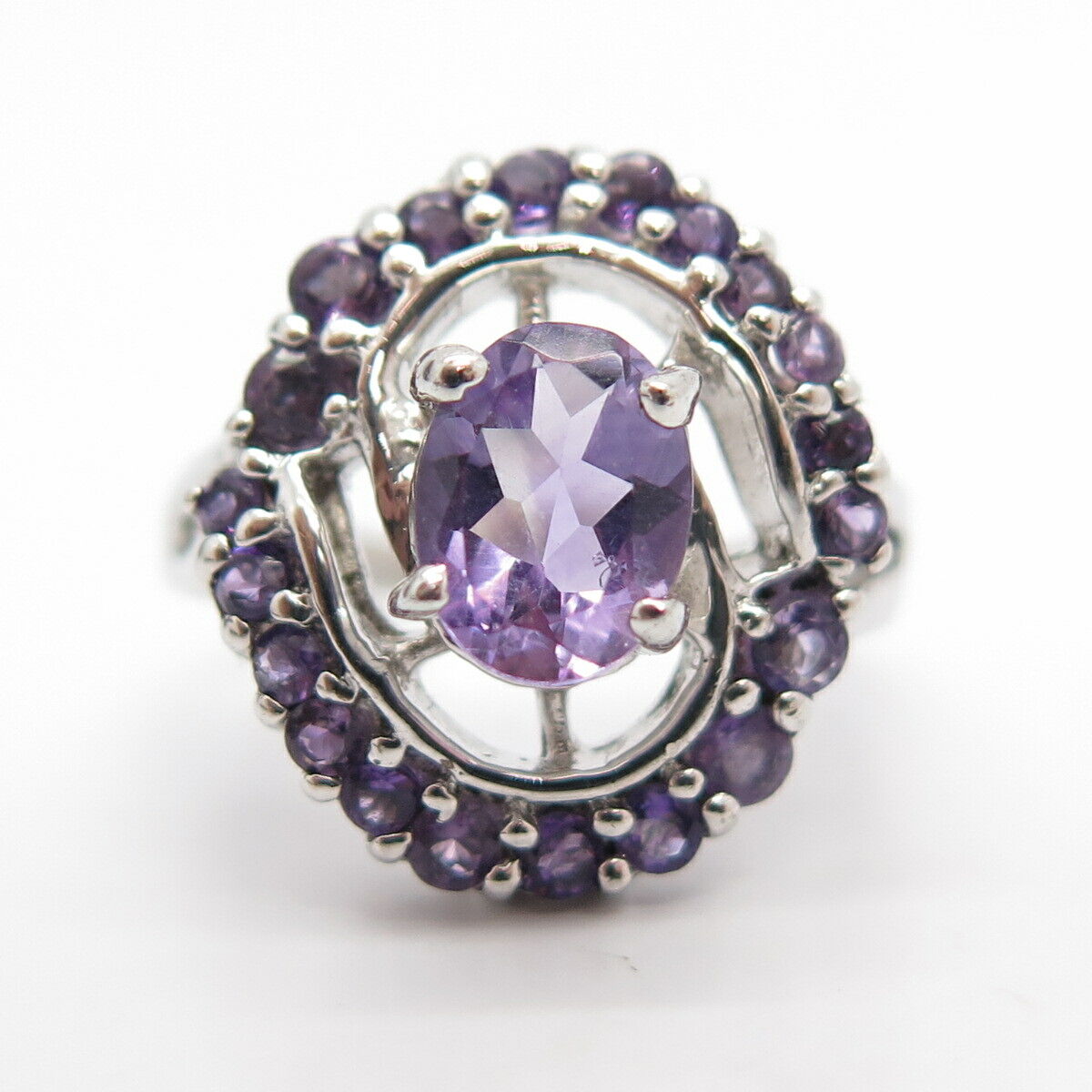 925 Sterling Silver Real Amethyst Gemstone Ring Size 7