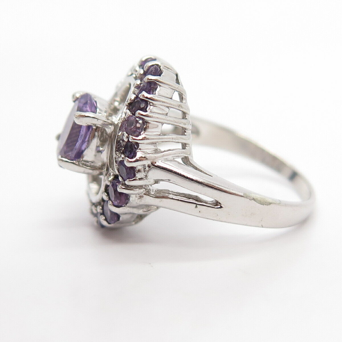 925 Sterling Silver Real Amethyst Gemstone Ring Size 7