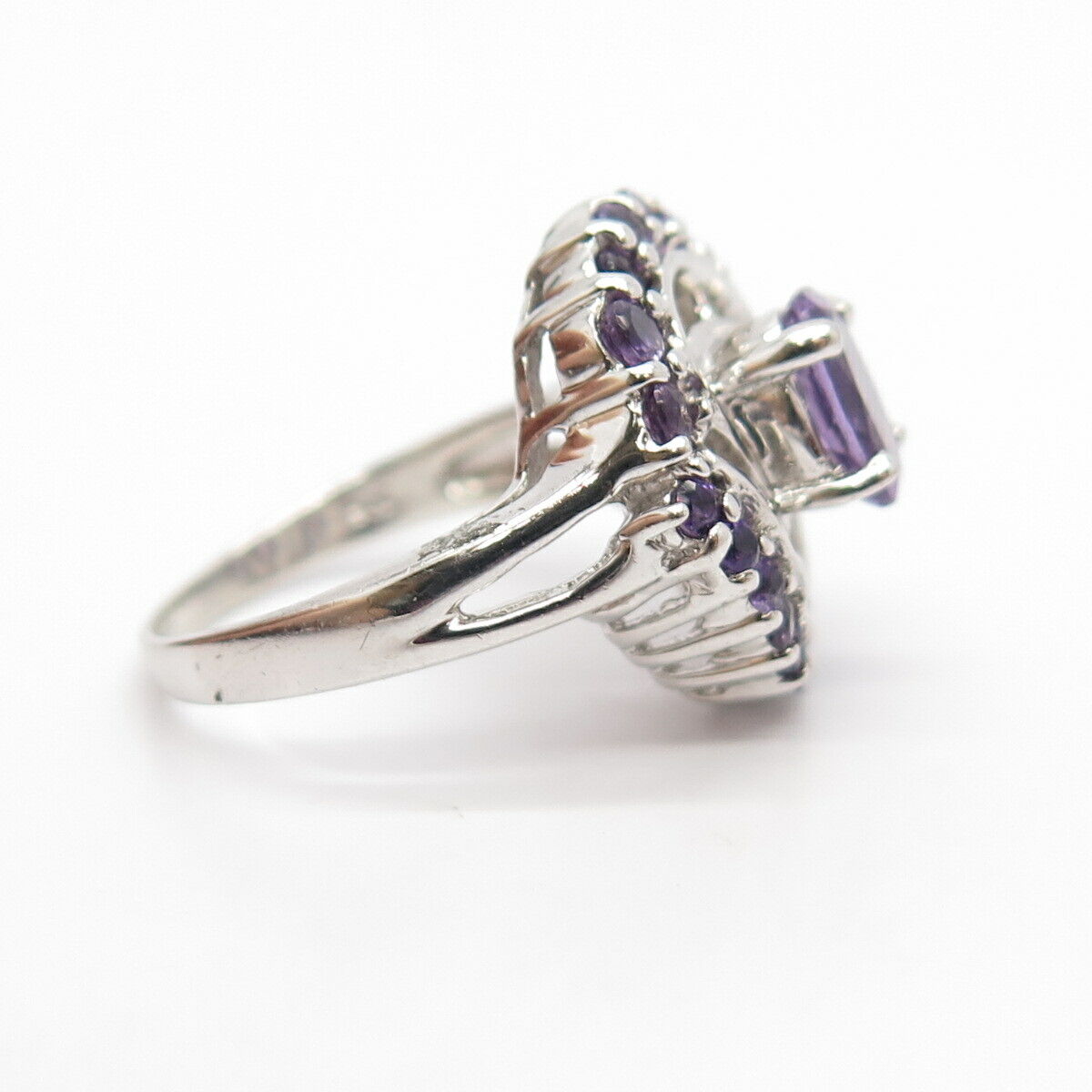 925 Sterling Silver Real Amethyst Gemstone Ring Size 7