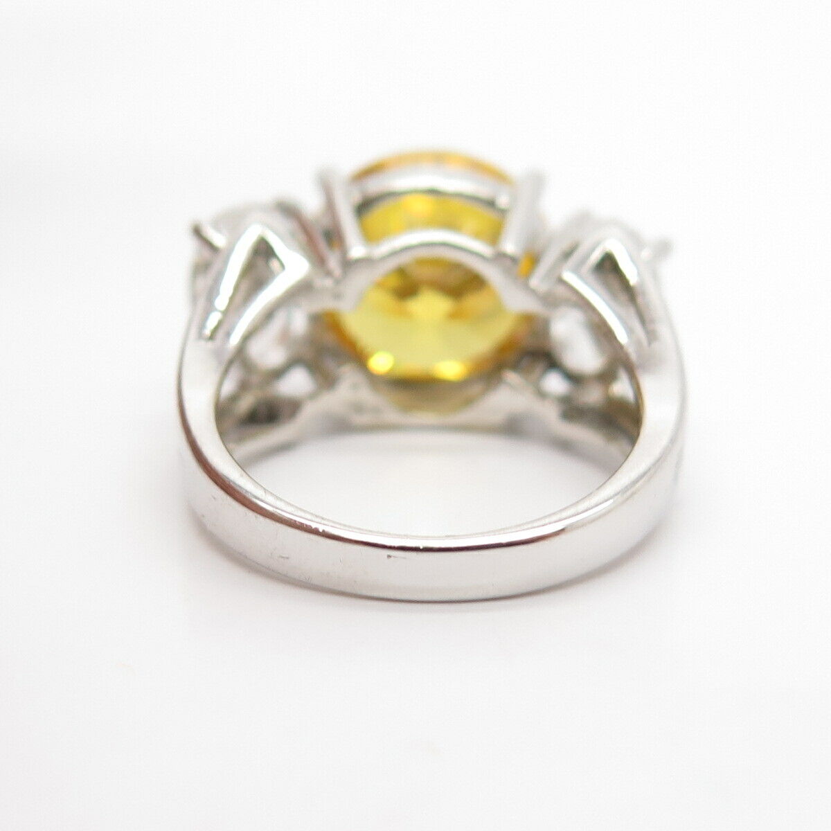 925 Sterling Silver White & Citrine-Tone C Z Ring Size 6