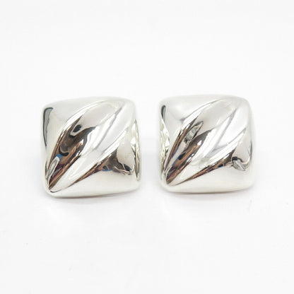 925 Sterling Silver Vintage Mexico Concave Earrings