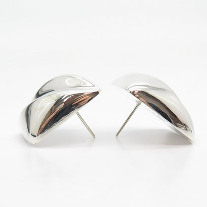 925 Sterling Silver Vintage Mexico Concave Earrings