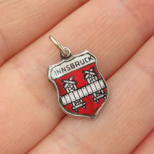 800 Silver Vintage Colorful Enamel "Innsbruck" Coat of Arms Charm Pendant