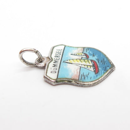 800 Silver Vintage REU Enamel "Dümmer See" Coat of Arms Charm Pendant