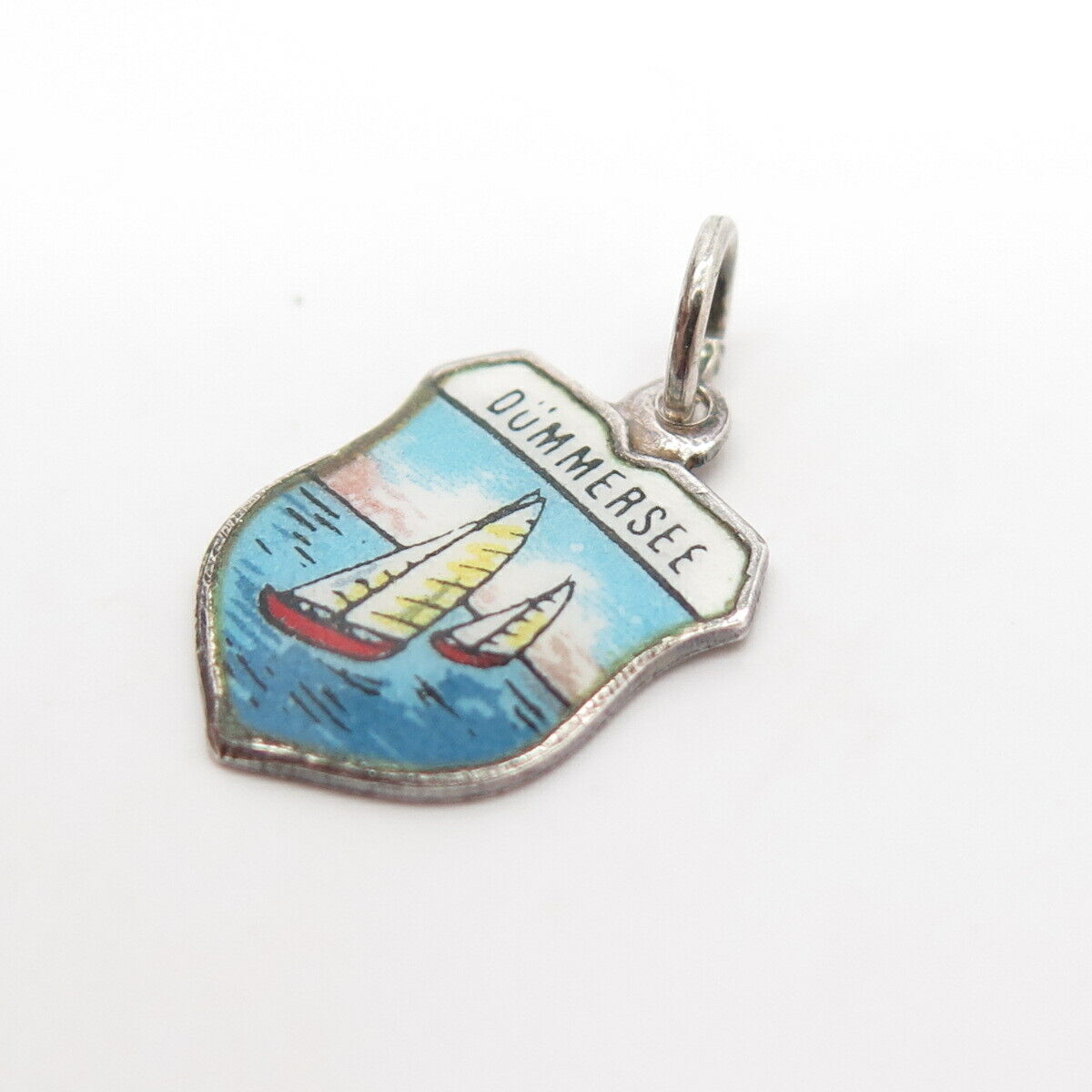800 Silver Vintage REU Enamel "Dümmer See" Coat of Arms Charm Pendant