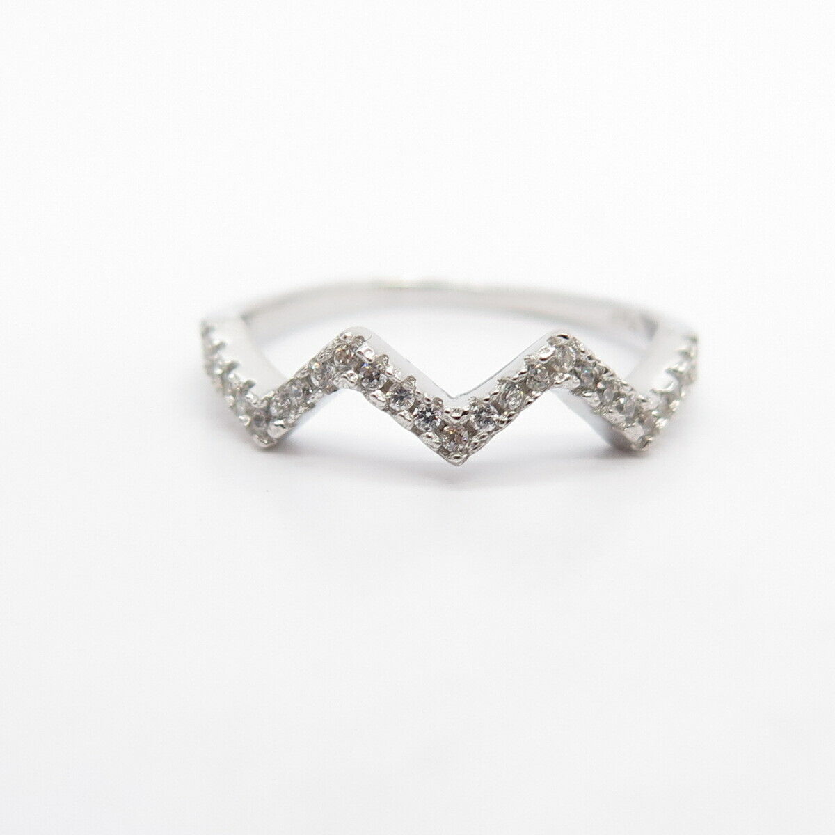 925 Sterling Silver C Z Wavy Ring Size 6