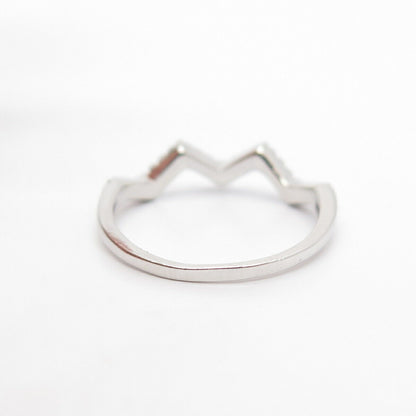 925 Sterling Silver C Z Wavy Ring Size 6