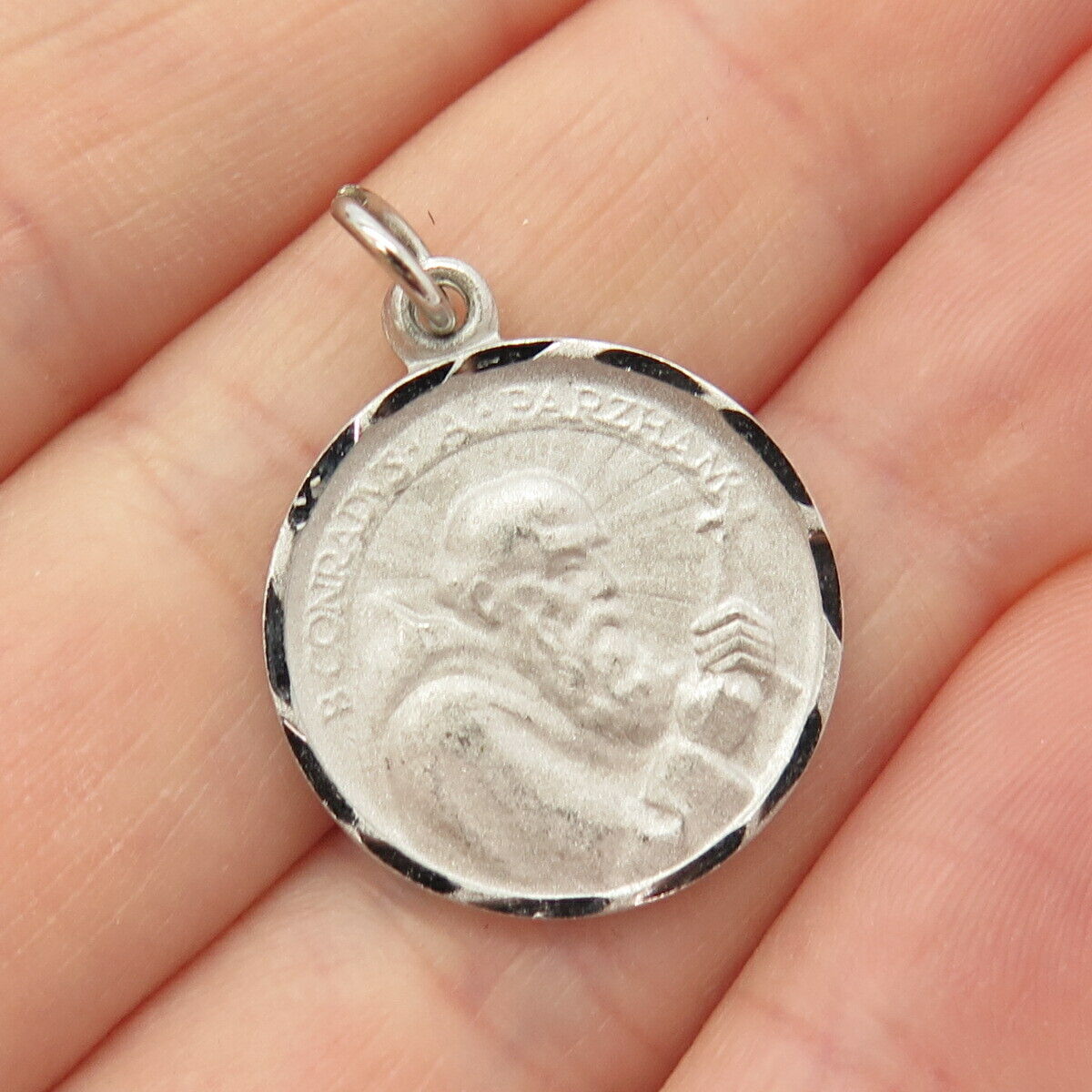 925 Sterling Silver Antique St. John Eudes Medal Charm Pendant