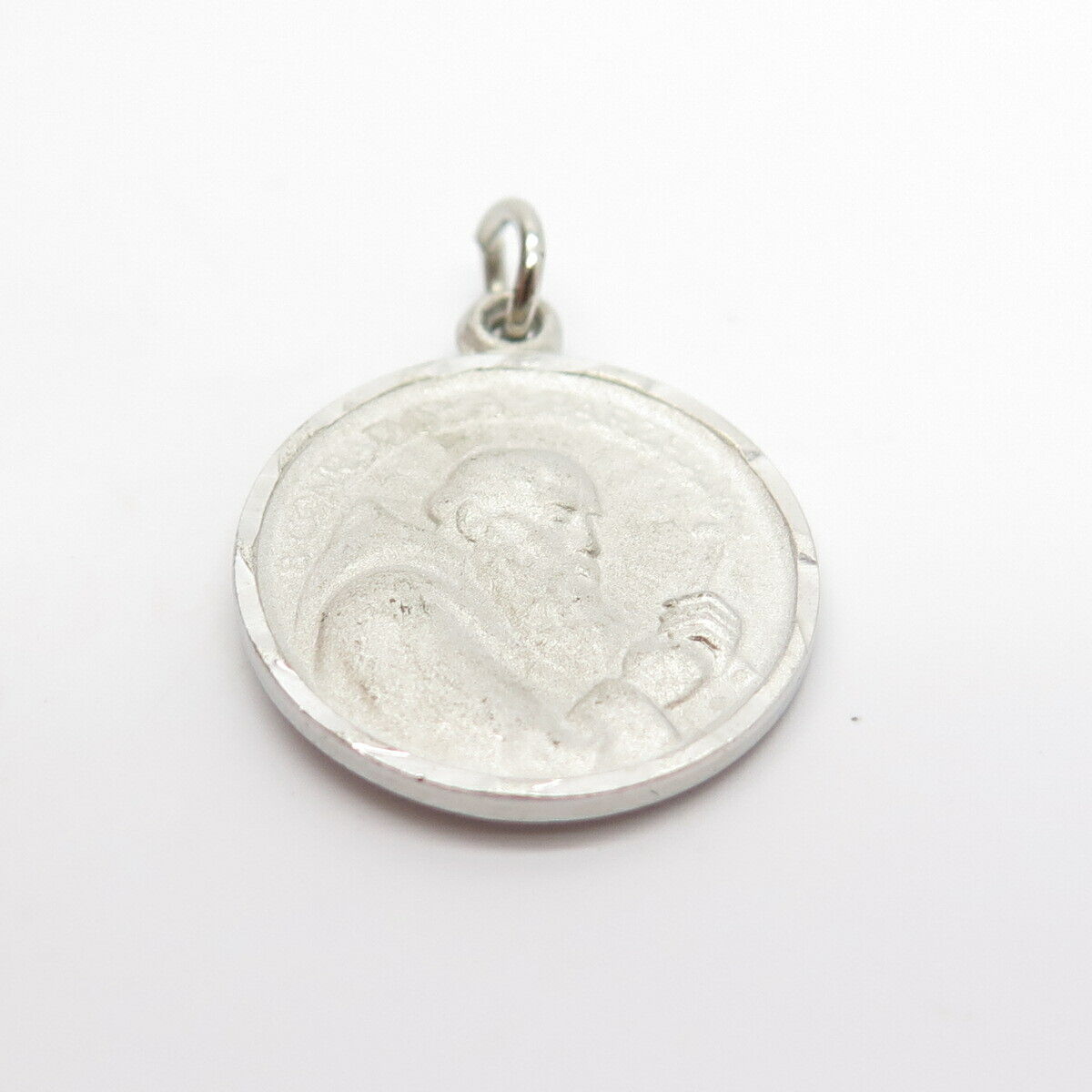 925 Sterling Silver Antique St. John Eudes Medal Charm Pendant