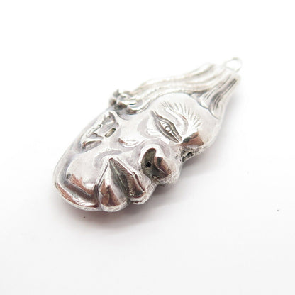 925 Sterling Silver Antique Tribal Face Hollow Pendant