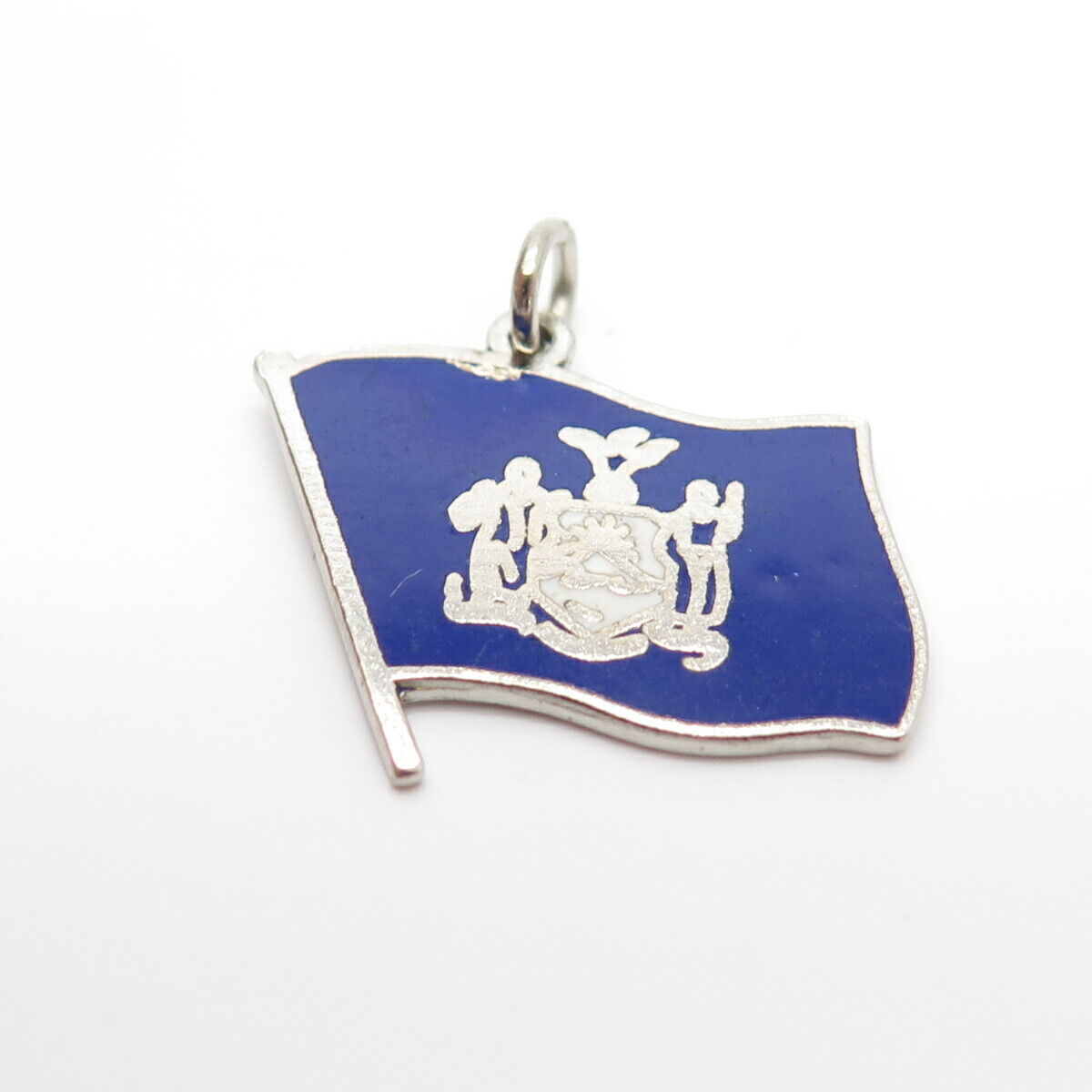 925 Sterling Silver Vintage Enamel Flag Pendant