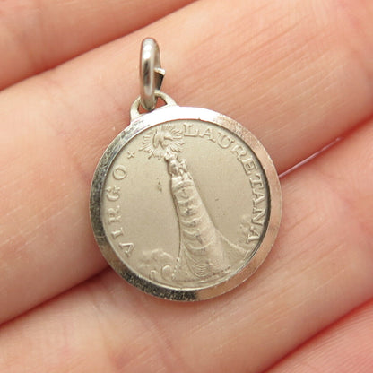 800 Silver Vintage Italy "Virgo Lauretana" Old Stack Religious Charm Pendant