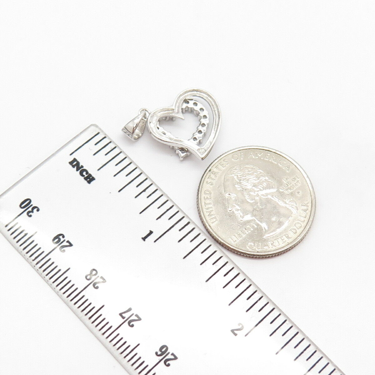 925 Sterling Silver C Z Double Heart Pendant