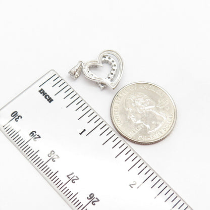 925 Sterling Silver C Z Double Heart Pendant