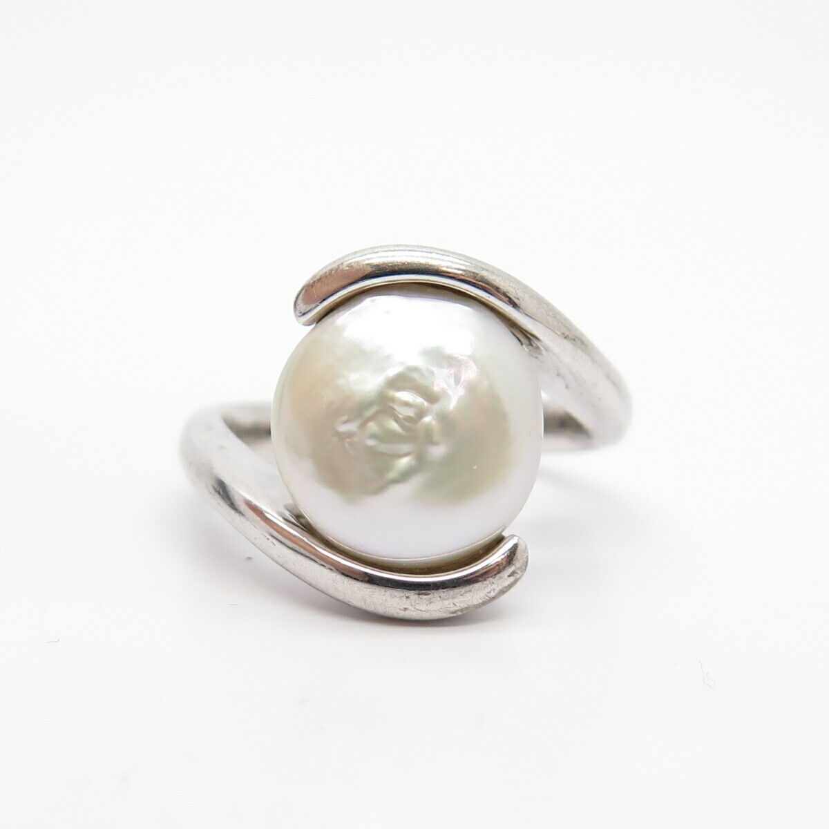 925 Sterling Silver Real Pearl Ring Size 10