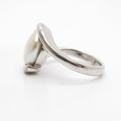 925 Sterling Silver Real Pearl Ring Size 10