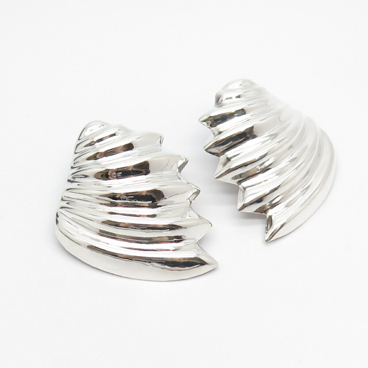 925 Sterling Silver Vintage Mexico Ribbed Earrings