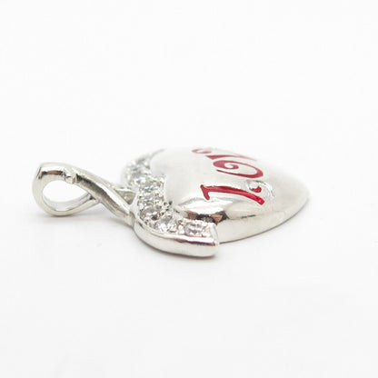 925 Sterling Silver C Z & Enamel Heart Pendant