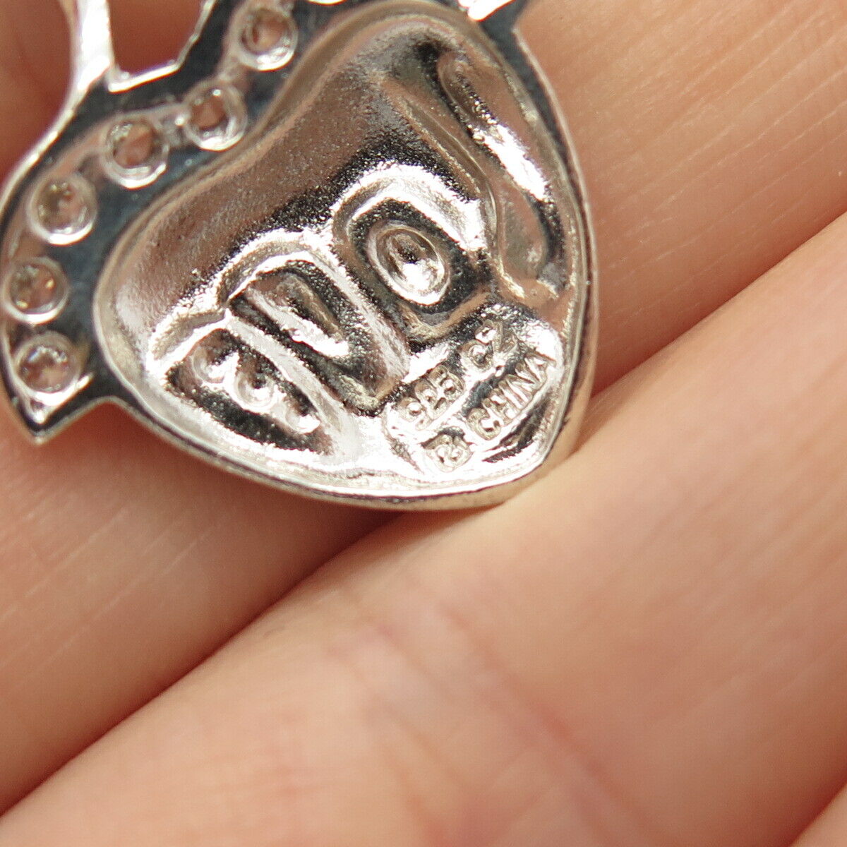 925 Sterling Silver C Z & Enamel Heart Pendant