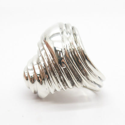 925 Sterling Silver Vintage Modernist Wavy Ring Size 7