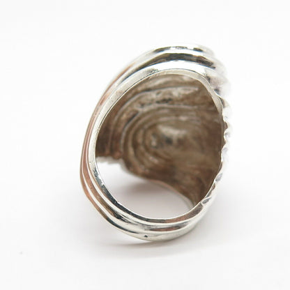 925 Sterling Silver Vintage Modernist Wavy Ring Size 7