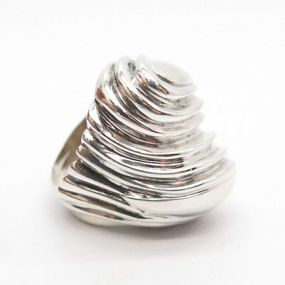 925 Sterling Silver Vintage Modernist Wavy Ring Size 7