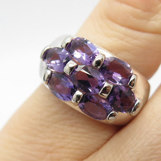 925 Sterling Silver Real Amethyst Gemstone Ring Size 5 3/4