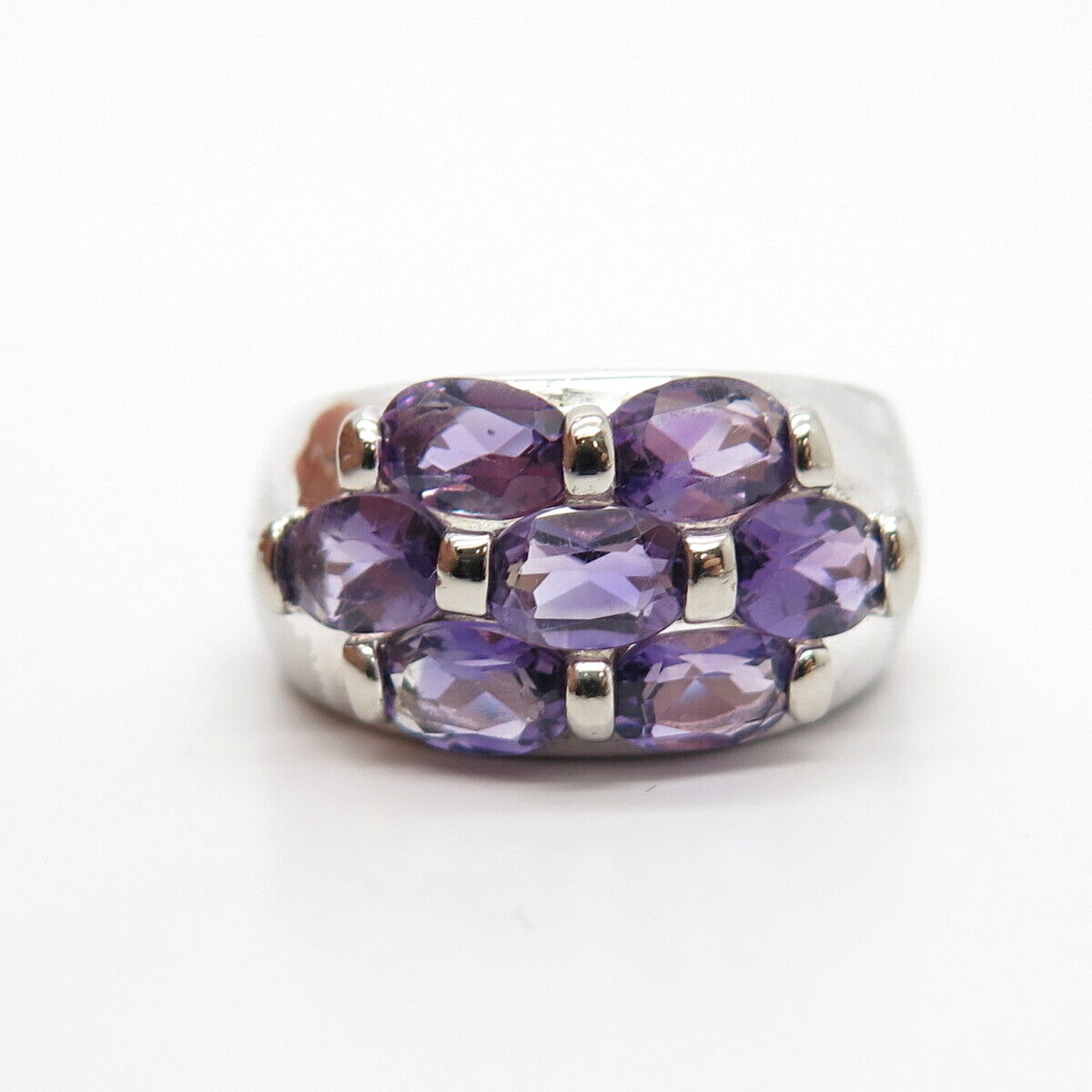 925 Sterling Silver Real Amethyst Gemstone Ring Size 5 3/4