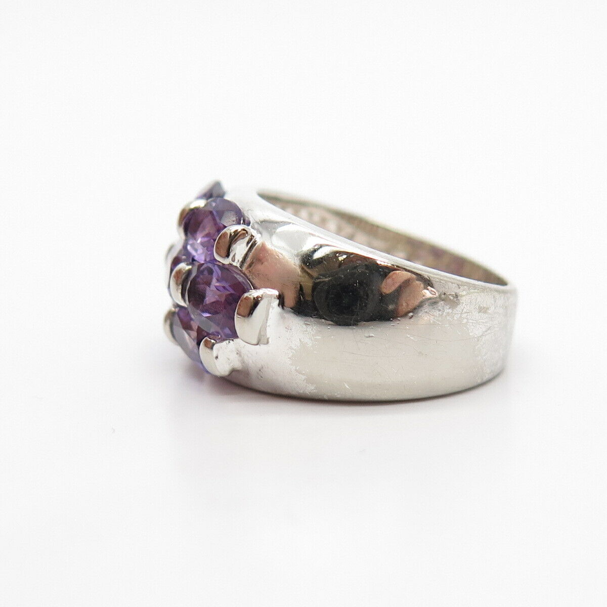 925 Sterling Silver Real Amethyst Gemstone Ring Size 5 3/4