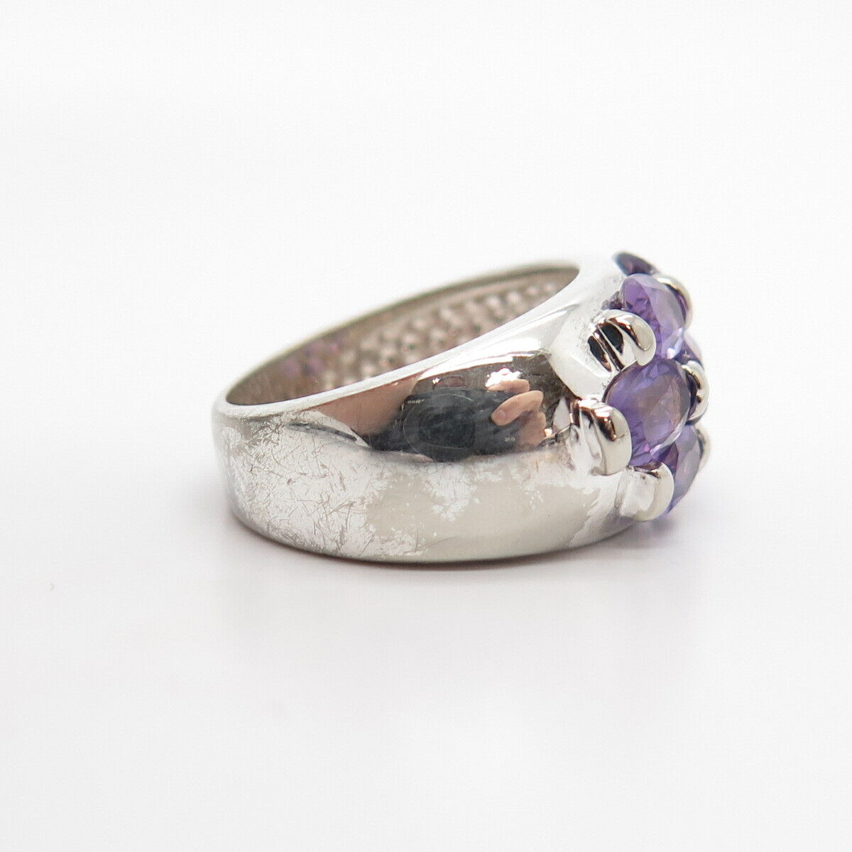 925 Sterling Silver Real Amethyst Gemstone Ring Size 5 3/4