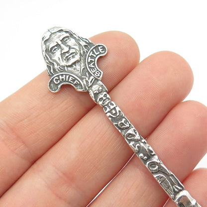 925 Sterling Silver Antique "Mt. Rainier Seattle" Tribal Totem Pole Spoon