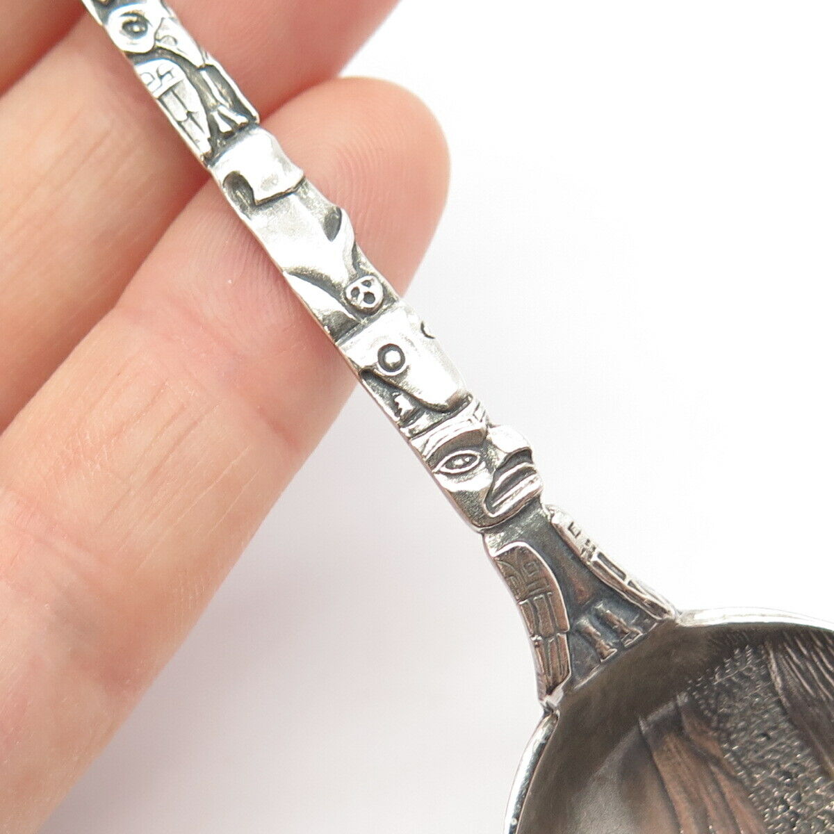 925 Sterling Silver Antique "Mt. Rainier Seattle" Tribal Totem Pole Spoon