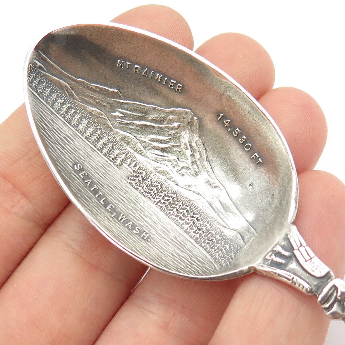 925 Sterling Silver Antique "Mt. Rainier Seattle" Tribal Totem Pole Spoon