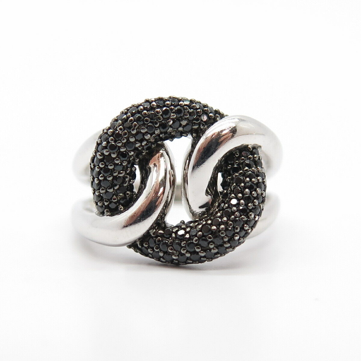 925 Sterling Silver Real Melanite Gemstone Knot Ring