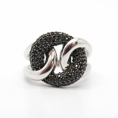 925 Sterling Silver Real Melanite Gemstone Knot Ring