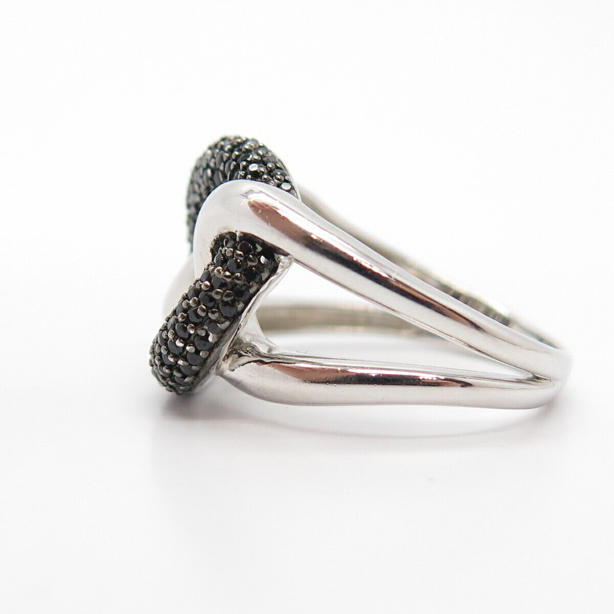 925 Sterling Silver Real Melanite Gemstone Knot Ring