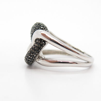 925 Sterling Silver Real Melanite Gemstone Knot Ring