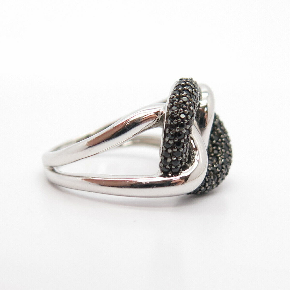 925 Sterling Silver Real Melanite Gemstone Knot Ring