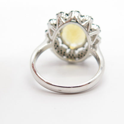 925 Sterling Silver Real Citrine & Melanite Gemstone Ring