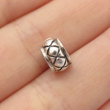 925 Sterling Silver Vintage Striped Bead Charm