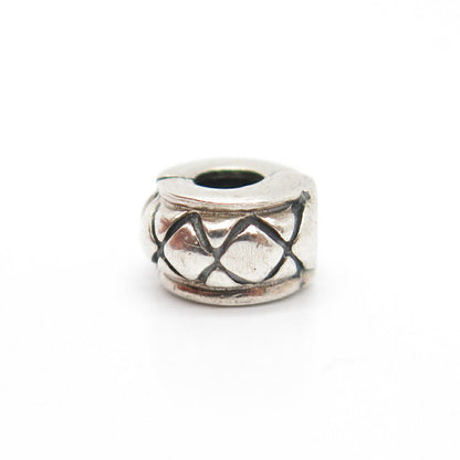 925 Sterling Silver Vintage Striped Bead Charm