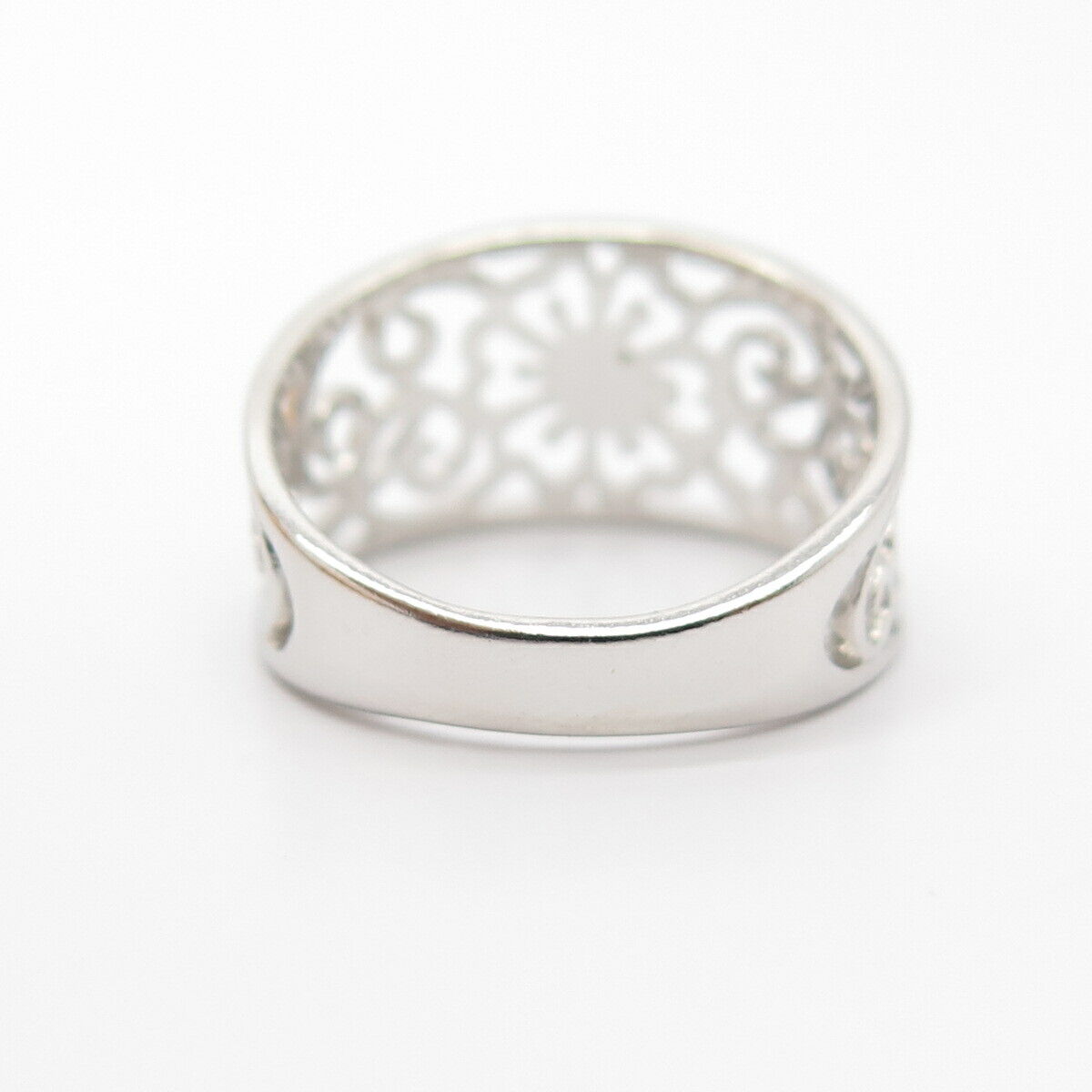 925 Sterling Silver Open-Work Swirl Ornate Floral Ring