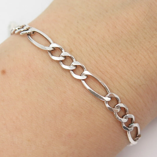 925 Sterling Silver Italy Milor Figaro Link Bracelet 8"