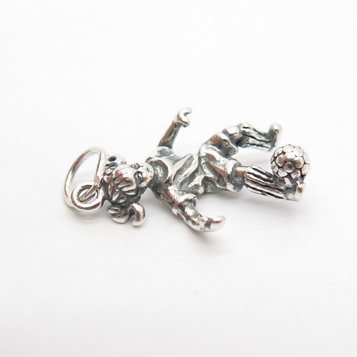 925 Sterling Silver Vintage Shube Footbal Player Girl Charm Pendant