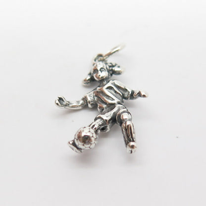 925 Sterling Silver Vintage Shube Footbal Player Girl Charm Pendant