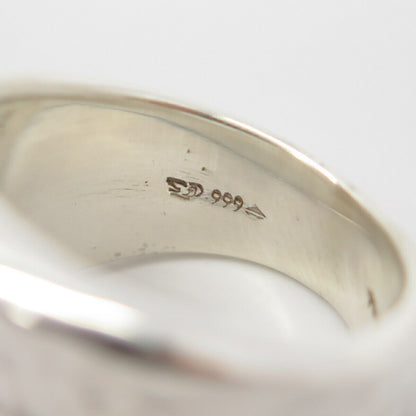 999 Silver Vintage Hammered Finish Ring Size 6 3/4