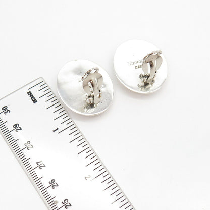 925 Sterling Silver Vintage Mexico Hollow Clip On Earrings