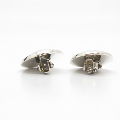 925 Sterling Silver Vintage Mexico Hollow Clip On Earrings