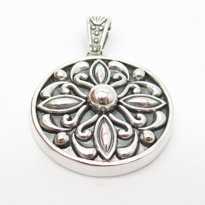 925 Sterling Silver Vintage Mexico Floral Ornate Pendant